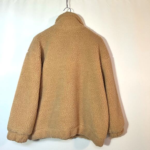 I.AM.GIA Jacket Size L Pixie Sherpa Teddy Tan Caramel Zip Up Oversized - Picture 3 of 12